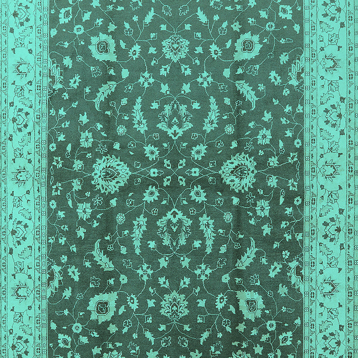 Machine Washable Oriental Turquoise Traditional Area Rugs, wshurb883turq