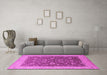 Machine Washable Oriental Pink Traditional Rug in a Living Room, wshurb883pnk