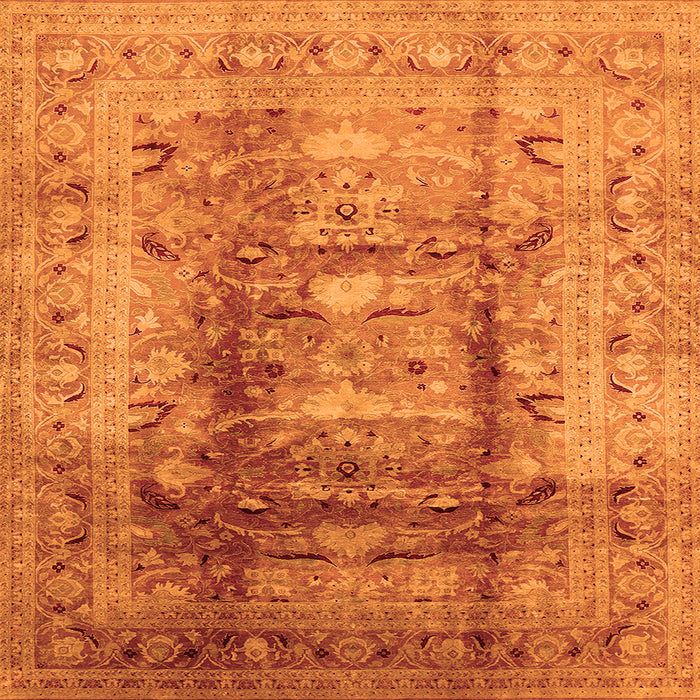 Square Oriental Orange Traditional Rug, urb884org