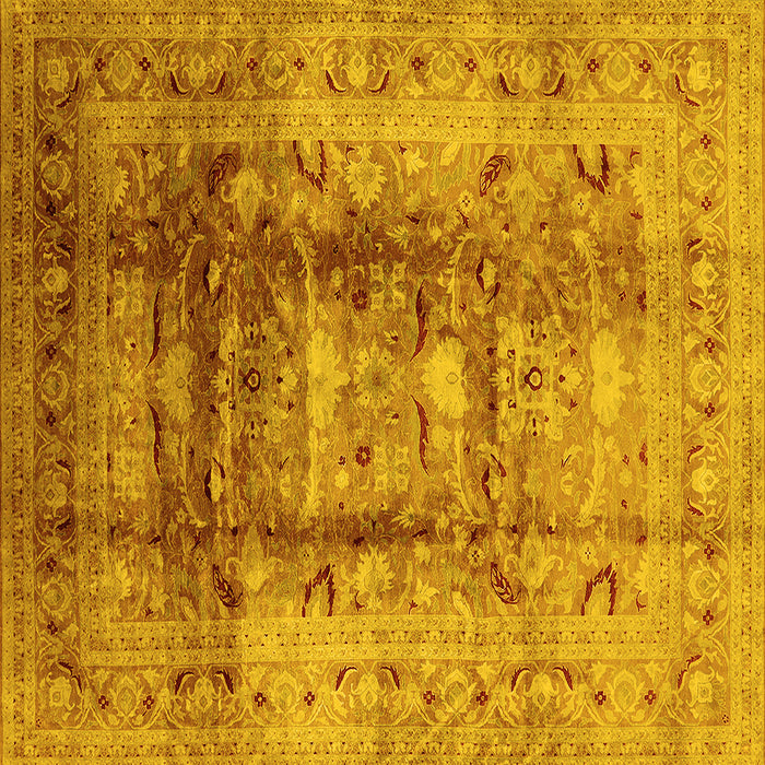 Square Oriental Yellow Traditional Rug, urb884yw