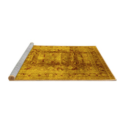 Sideview of Machine Washable Oriental Yellow Traditional Rug, wshurb884yw