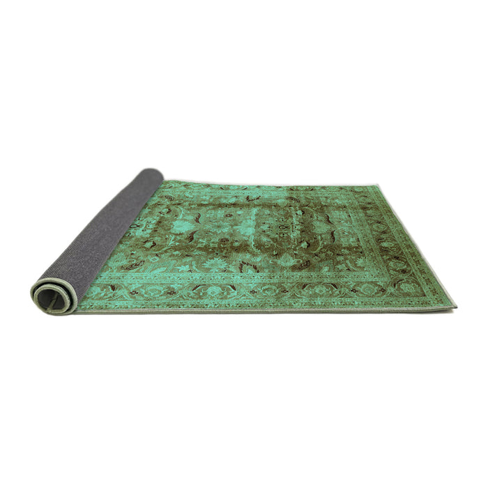 Sideview of Oriental Turquoise Traditional Rug, urb884turq