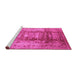 Sideview of Machine Washable Oriental Pink Traditional Rug, wshurb884pnk