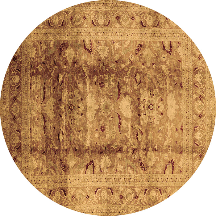 Round Oriental Brown Traditional Rug, urb884brn