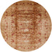 Round Mid-Century Modern Brown Sand Brown Oriental Rug, urb884