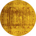 Round Oriental Yellow Traditional Rug, urb884yw