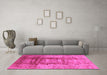 Machine Washable Oriental Pink Traditional Rug in a Living Room, wshurb884pnk