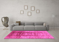 Machine Washable Oriental Pink Traditional Rug, wshurb884pnk