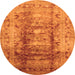Round Oriental Orange Traditional Rug, urb884org