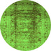 Round Oriental Green Traditional Rug, urb884grn