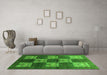 Machine Washable Oriental Green Industrial Area Rugs in a Living Room,, wshurb885grn