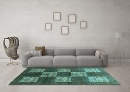 Machine Washable Oriental Light Blue Industrial Rug in a Living Room, wshurb885lblu