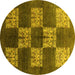 Round Oriental Yellow Industrial Rug, urb885yw