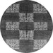 Round Machine Washable Oriental Gray Industrial Rug, wshurb885gry