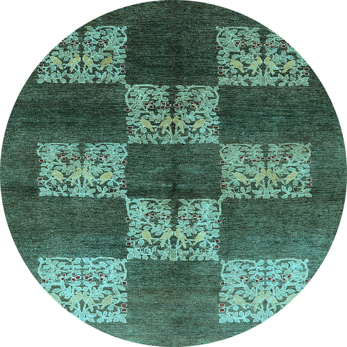 Round Oriental Light Blue Industrial Rug, urb885lblu
