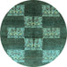 Round Oriental Light Blue Industrial Rug, urb885lblu