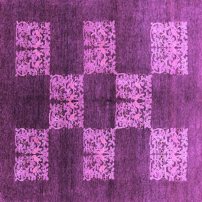 Square Machine Washable Oriental Purple Industrial Area Rugs, wshurb885pur