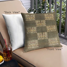 Front View of Mid-Century Modern Urban Square Sepia Brown Throw Pillow, 18 inch by 18 inch, pwurb885