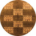 Round Machine Washable Oriental Orange Industrial Area Rugs, wshurb885org