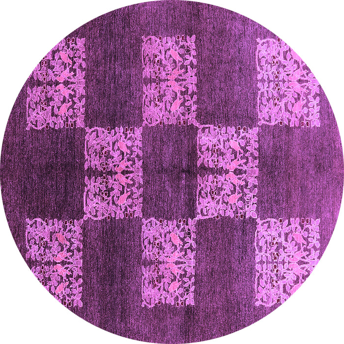 Round Machine Washable Oriental Purple Industrial Area Rugs, wshurb885pur