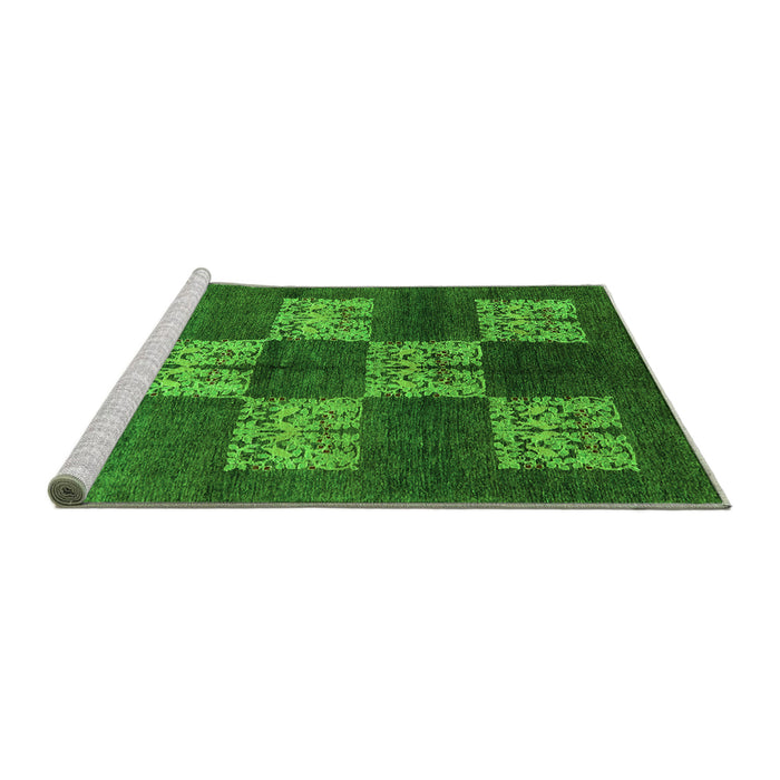 Sideview of Machine Washable Oriental Green Industrial Area Rugs, wshurb885grn