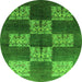 Round Machine Washable Oriental Green Industrial Area Rugs, wshurb885grn