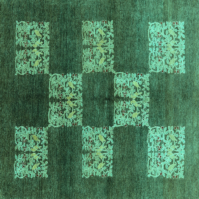 Square Oriental Turquoise Industrial Rug, urb885turq