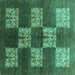 Square Oriental Turquoise Industrial Rug, urb885turq