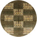 Round Mid-Century Modern Reddish Brown Oriental Rug, urb885