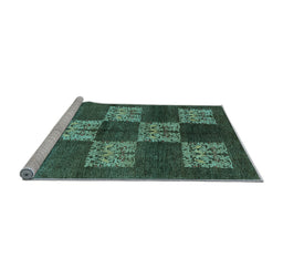 Sideview of Machine Washable Oriental Light Blue Industrial Rug, wshurb885lblu