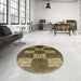 Round Machine Washable Industrial Modern Sepia Brown Rug in a Office, wshurb885