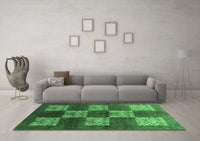 Machine Washable Oriental Emerald Green Industrial Rug, wshurb885emgrn