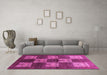 Machine Washable Oriental Pink Industrial Rug in a Living Room, wshurb885pnk