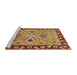 Sideview of Machine Washable Industrial Modern Red Rug, wshurb886