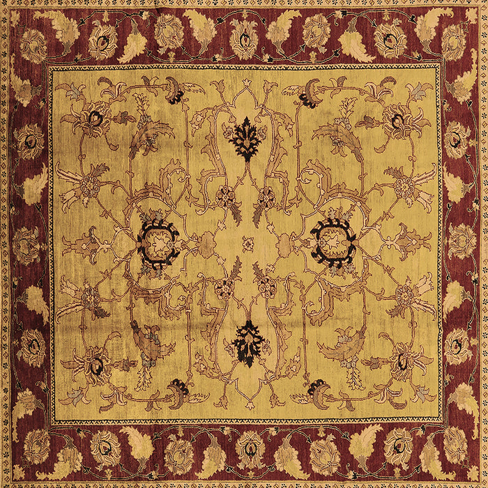 Square Machine Washable Oriental Brown Traditional Rug, wshurb886brn