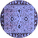 Round Oriental Blue Traditional Rug, urb886blu