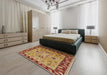 Machine Washable Industrial Modern Red Rug in a Bedroom, wshurb886