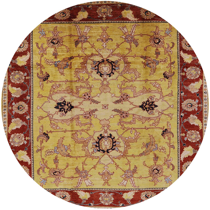 Round Mid-Century Modern Red Oriental Rug, urb886