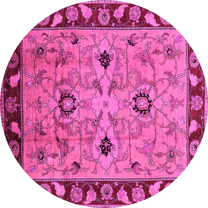 Round Oriental Pink Traditional Rug, urb886pnk