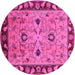 Round Oriental Pink Traditional Rug, urb886pnk