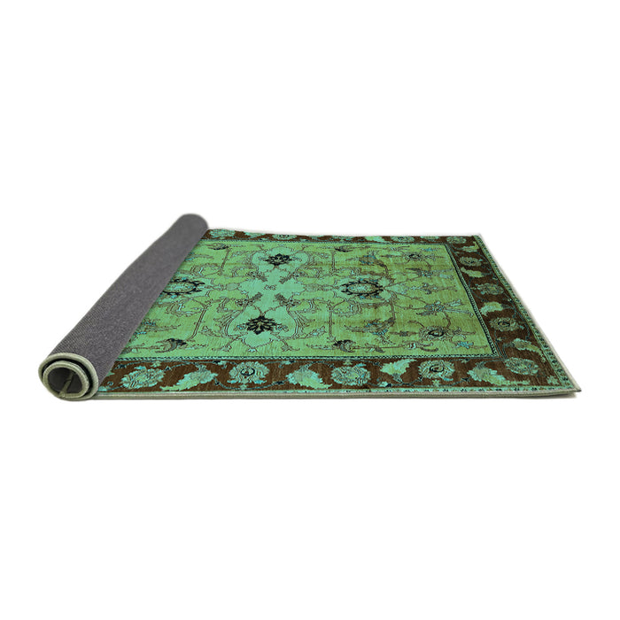Sideview of Oriental Turquoise Traditional Rug, urb886turq