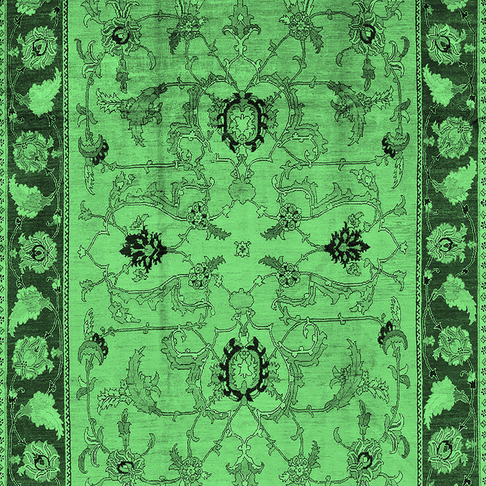 Machine Washable Oriental Emerald Green Traditional Area Rugs, wshurb886emgrn