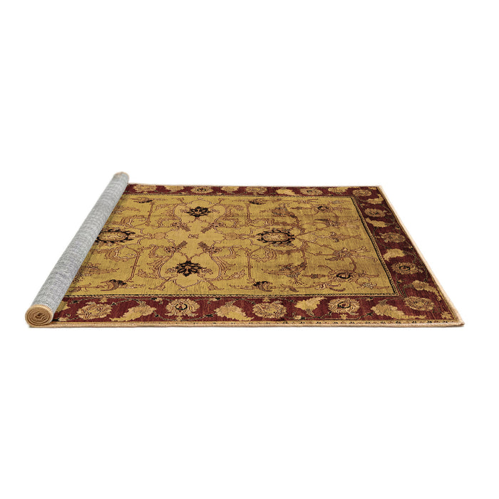 Sideview of Machine Washable Oriental Brown Traditional Rug, wshurb886brn