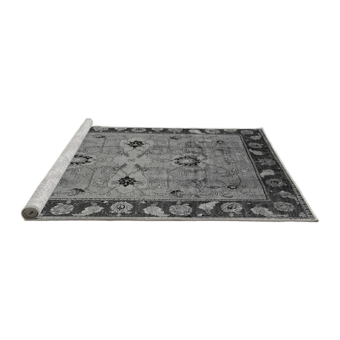 Sideview of Machine Washable Oriental Gray Traditional Rug, wshurb886gry