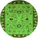 Round Oriental Green Traditional Rug, urb886grn