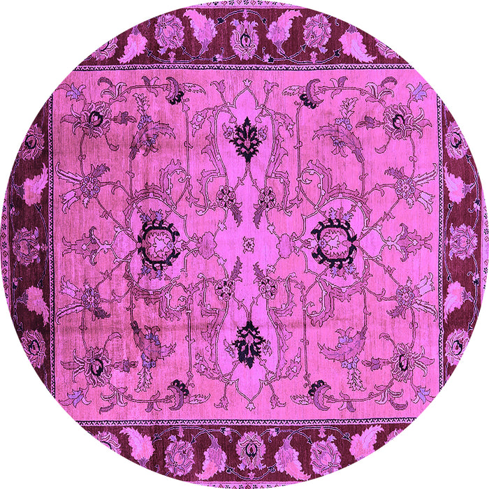 Round Machine Washable Oriental Purple Traditional Area Rugs, wshurb886pur
