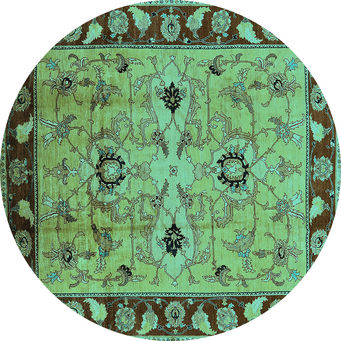 Round Oriental Turquoise Traditional Rug, urb886turq