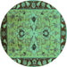 Round Oriental Turquoise Traditional Rug, urb886turq