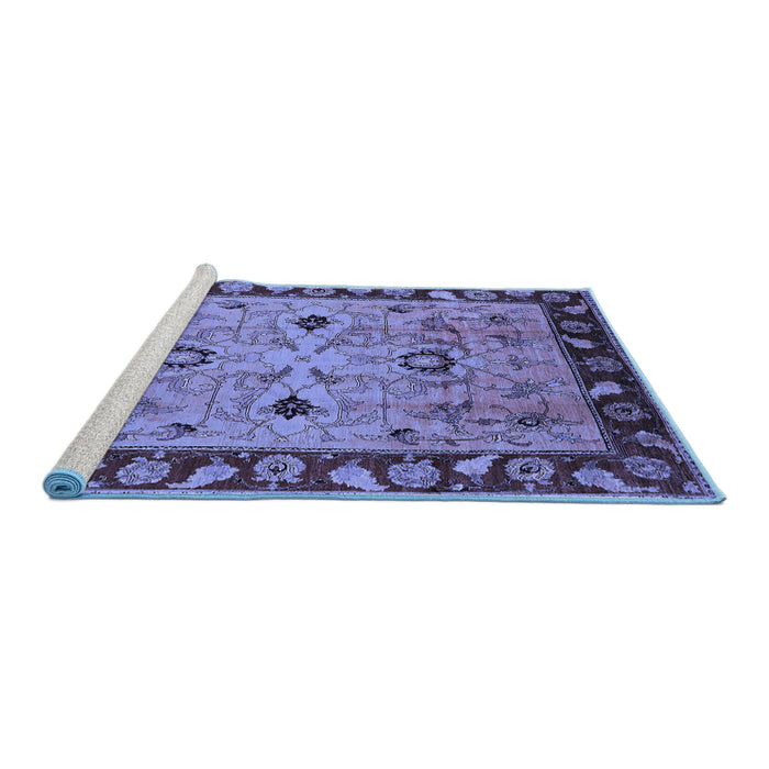 Sideview of Machine Washable Oriental Blue Traditional Rug, wshurb886blu