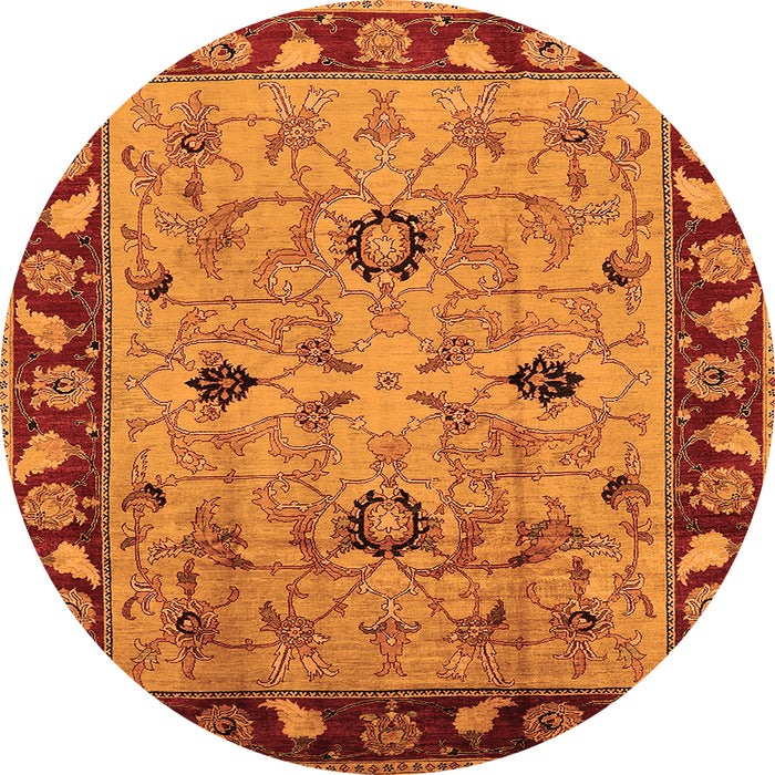 Round Oriental Orange Traditional Rug, urb886org